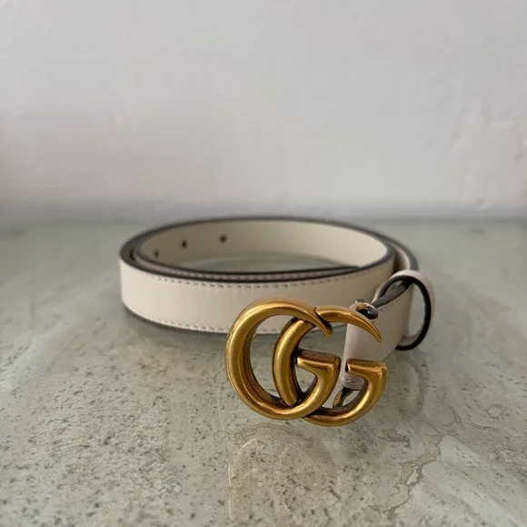 Gucci | Accessories | White Gucci Gg Womens Leather Belt S 7  display picture 2